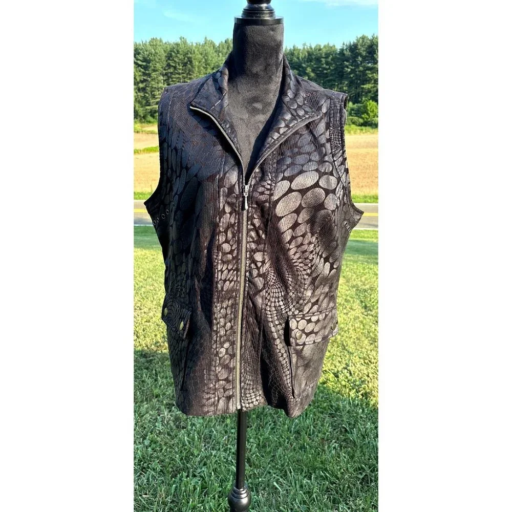 Erm London Designer Women’s Vest Sz L Black Geometric Print Coquette Core Glam